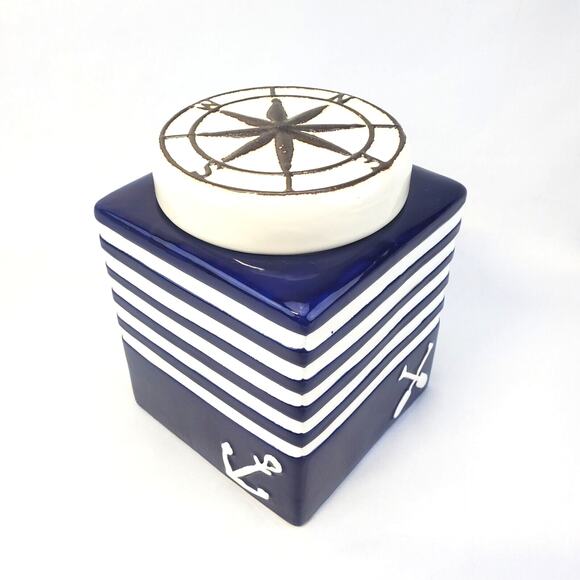 Nautical Ceramic Jar Canister 7"x5.25"x5.25" - Coastal Decor Storage-Hobby Lobby - Picture 1 of 11